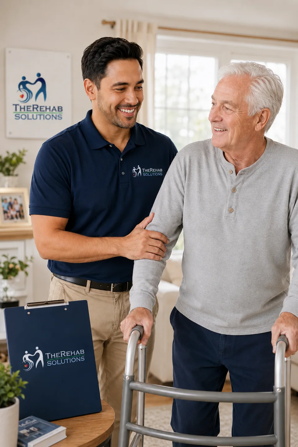 TheRehab Solutions physical therapist assisting a patient with mobility support